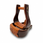 Wooden stirrups with laced leather step
