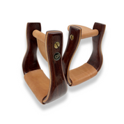 Wooden stirrups with laced leather step