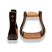 Wooden stirrups with laced leather step